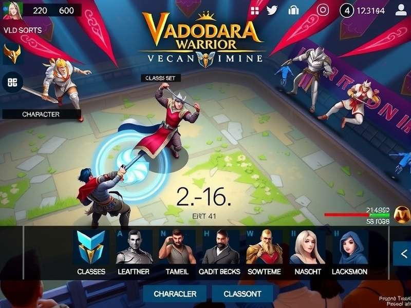 Vadodara Warrior character selection screen showing different classes
