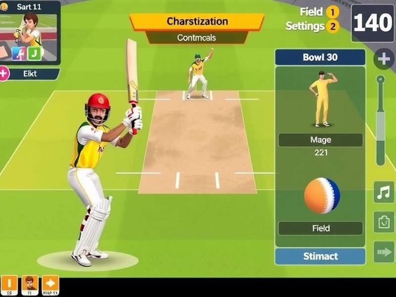 Desi Cricket Heroes bowling controls and field setting interface