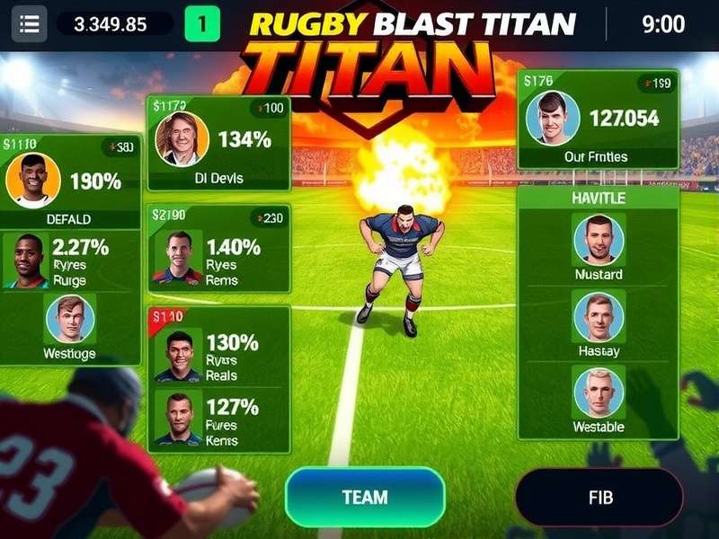 Rugby Blast Titan gameplay screenshot showing intense rugby action