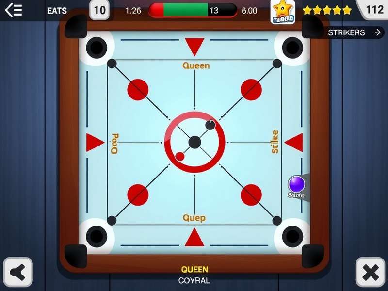 Turbo Carrom Extreme strategy diagram showing queen coverage