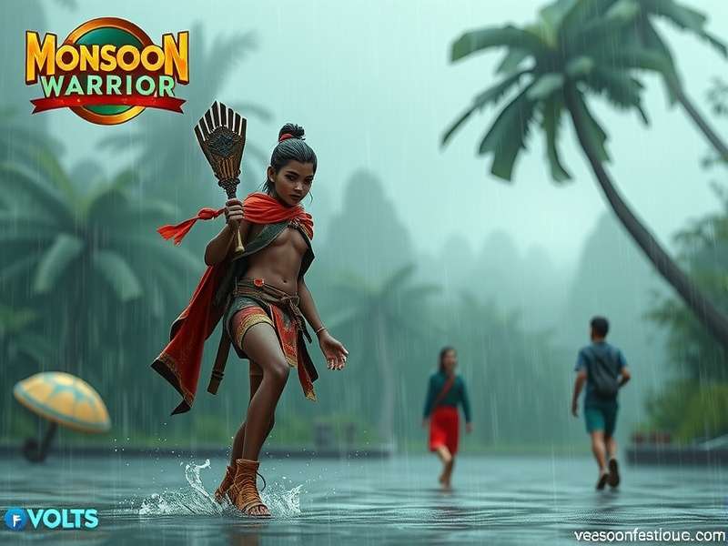 Monsoon Warrior gameplay screenshot showing character in rain