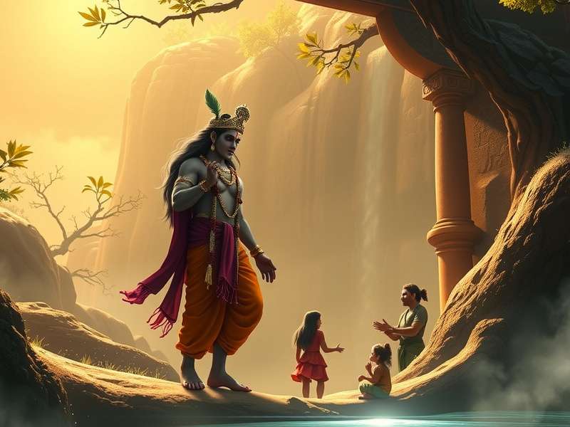 Mythological Scenes in Krishna S Celestial Abode Mythological scenes from Krishna S Celestial Abode